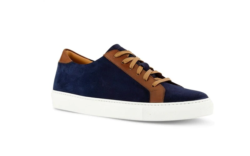 DRESS SNEAKERS IN BLUE SUEDE & BROWN – Leather LK